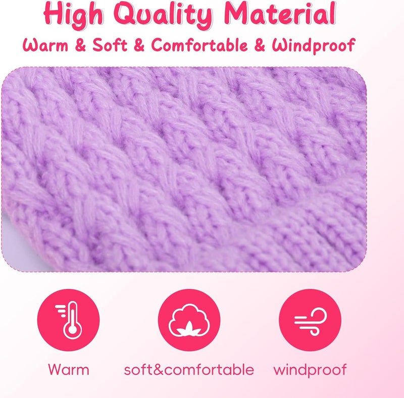 Peninpha Winter Hat for Kids Children, Girls Beanie with Pom Pom, Girls Accessories Knit Beanies Cap Age 7-12 - Image 5